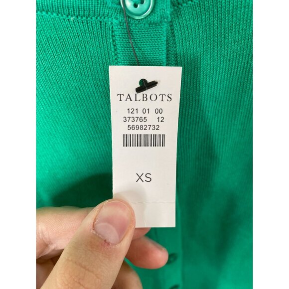 Talbots Womens Button-Front Knit Cardigan XS Green Cotton Blend Sweater NEW - Picture 5 of 7